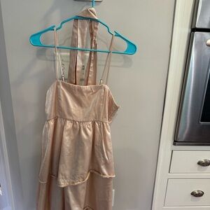 Vintage Satin Dress with Bow and Neck Scarf
